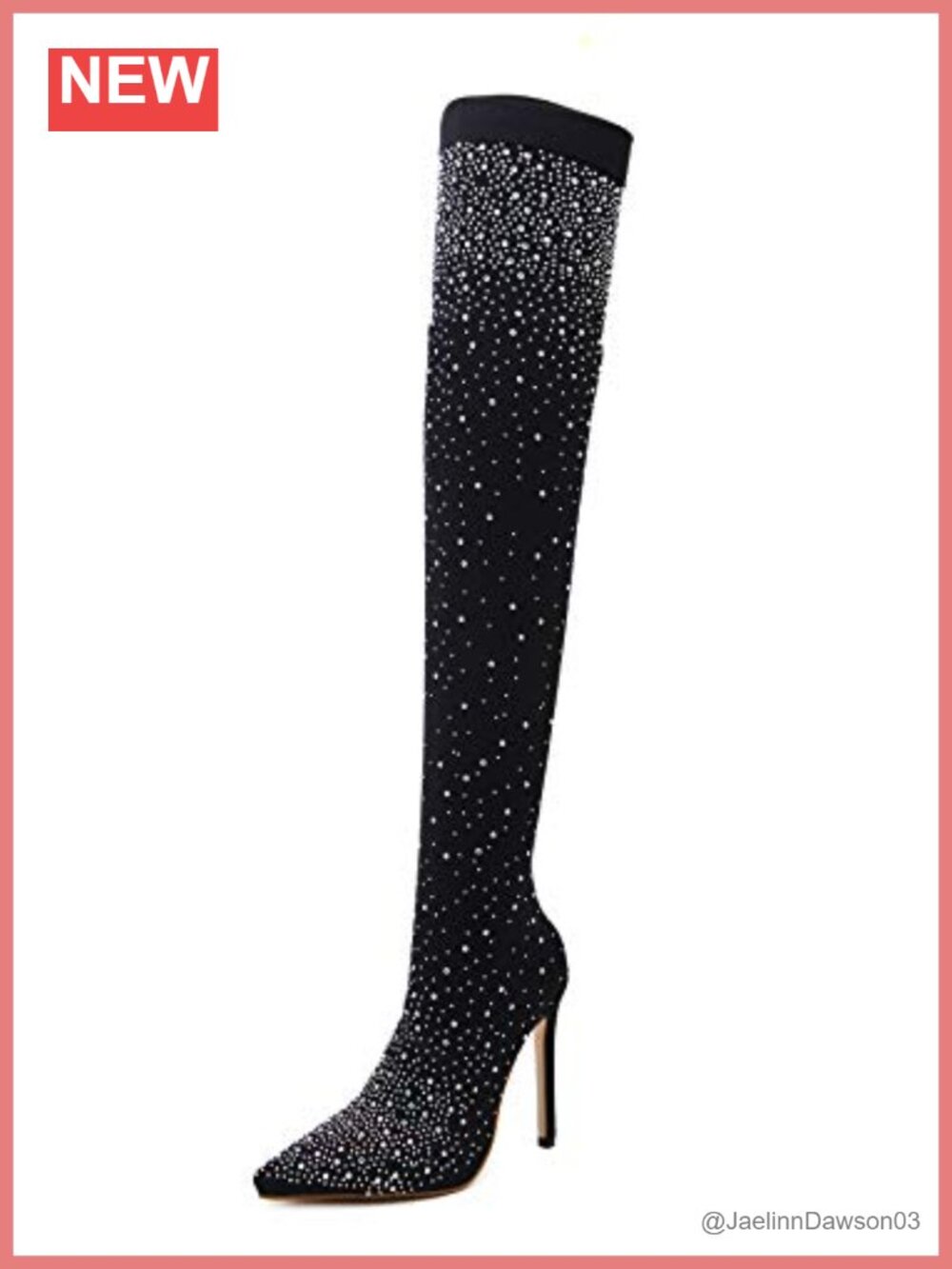 Stretch Mesh Thigh High Stiletto Boots Rhinestone Sparkly Glamour Party